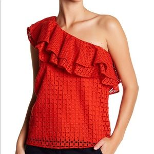 J Crew one shoulder eyelet top